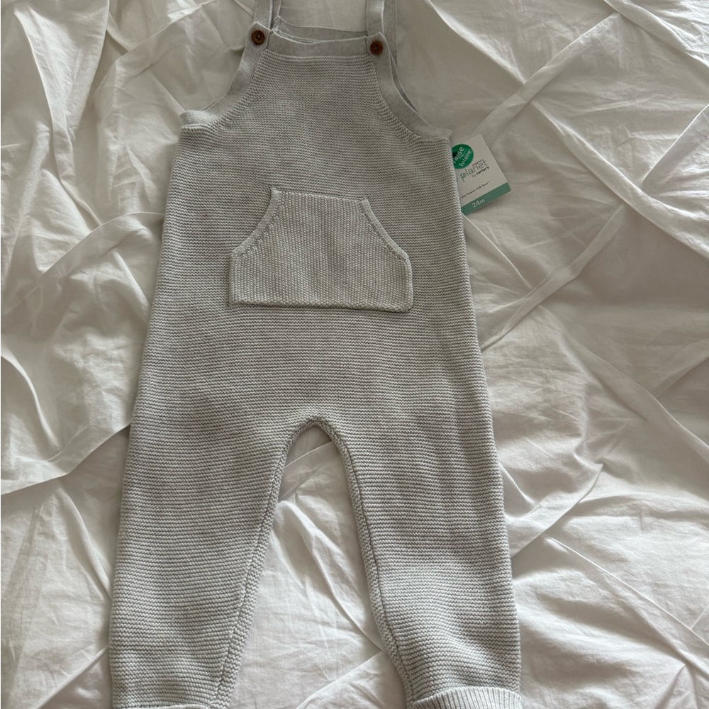 NWT Cozy Gray Knit Overalls for Kids